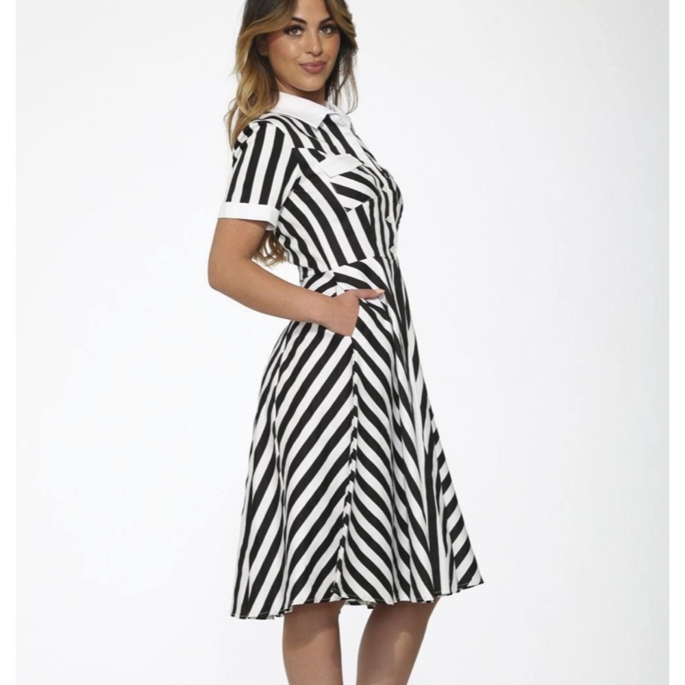 Black & White Striped Vintage Inspired Dress NWT